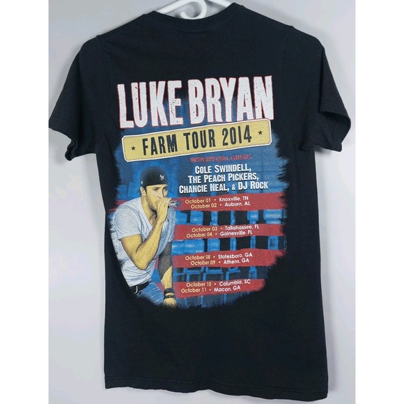 Luke Bryan 2014 Farm Tour Concert Tshirt Short Sleeve Black Size Adult Small - Picture 5 of 6